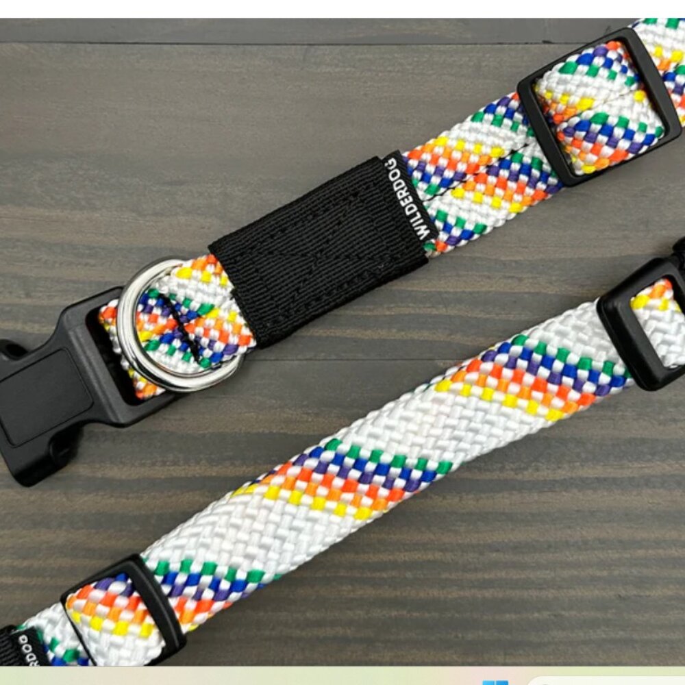 wilderdog adventure rope collar WHITE RAINBOW size LARGE